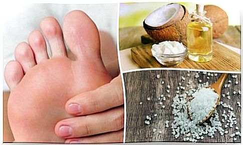 Peeling from coconut oil and salt against calluses on the feet