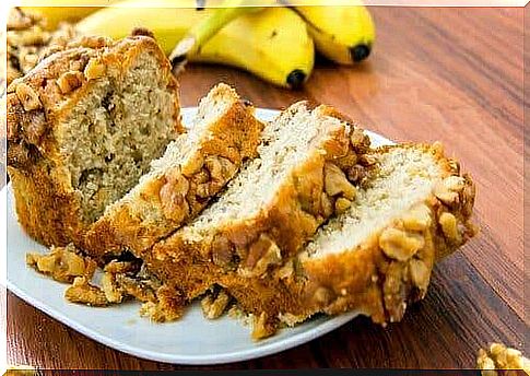 Almond and Banana Bread - on a plate