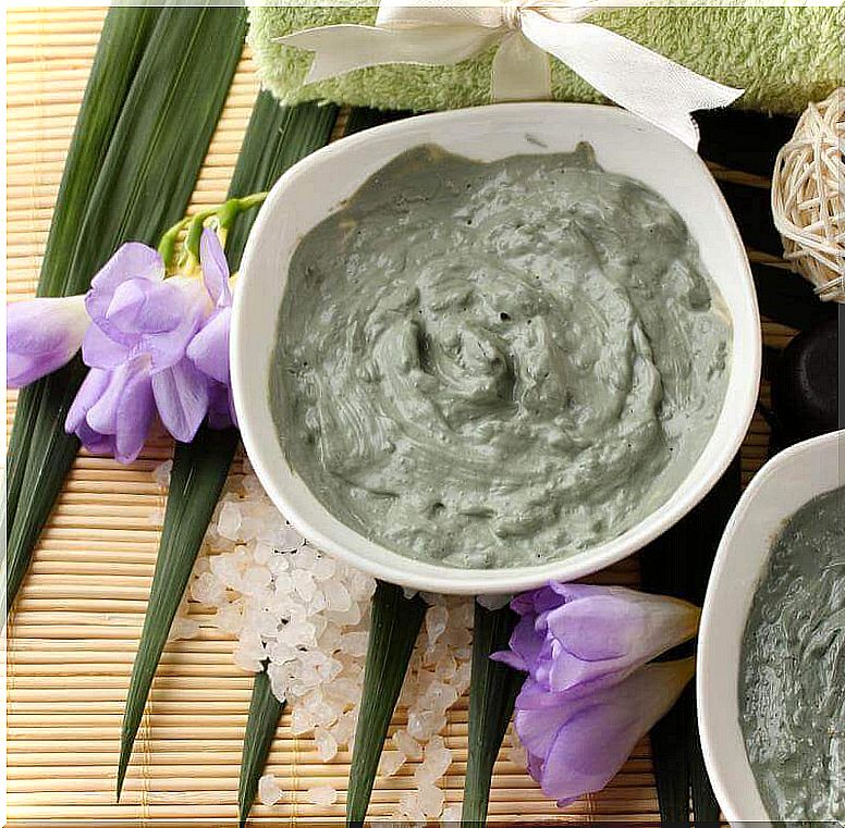 Green clay helps with acne on the face