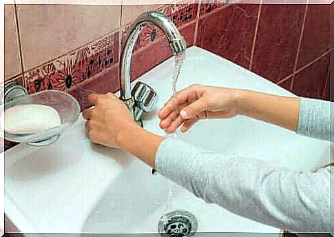 Washing hand in the sink